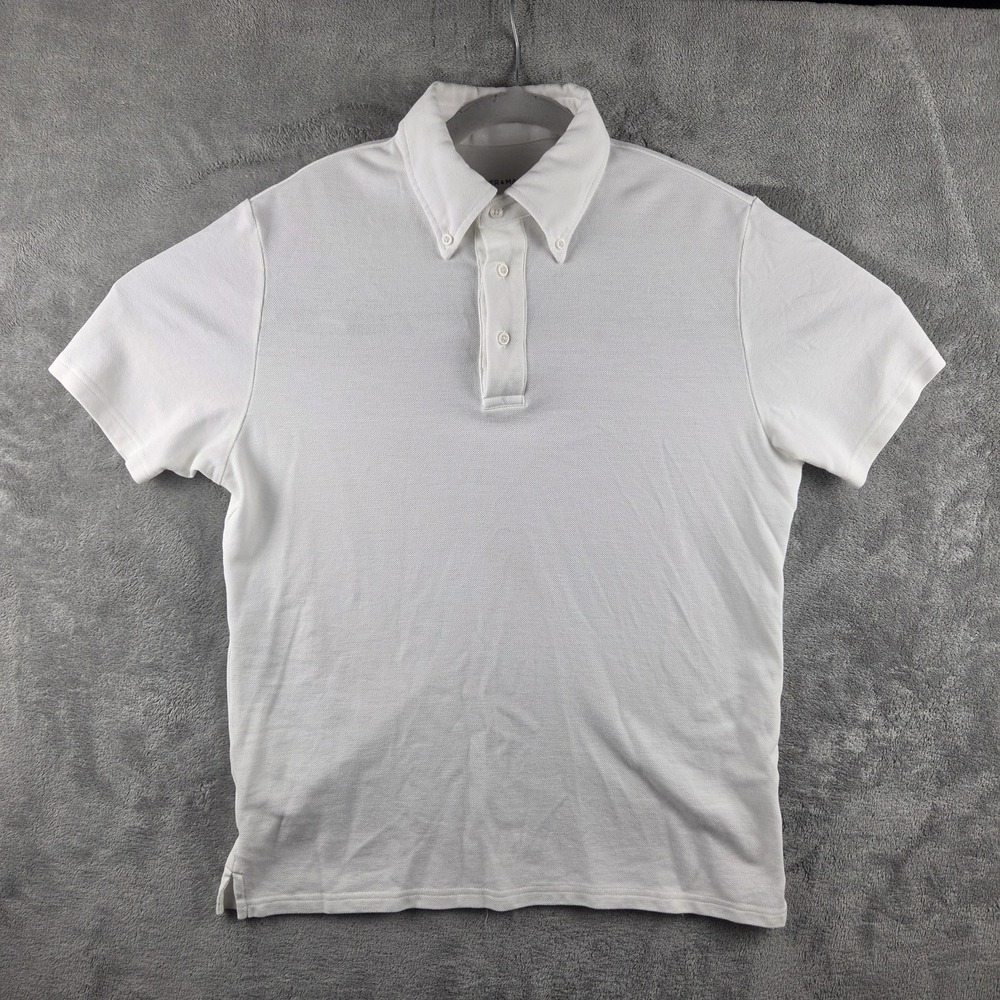 Spier & Mackay Polo Shirt Mens M White Cotton Knit Pique Short Sleeve Casual